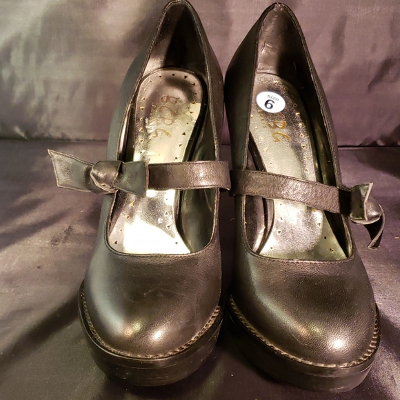 BCBG Shoes - BCBG Black Leather Mary Janes Platforms